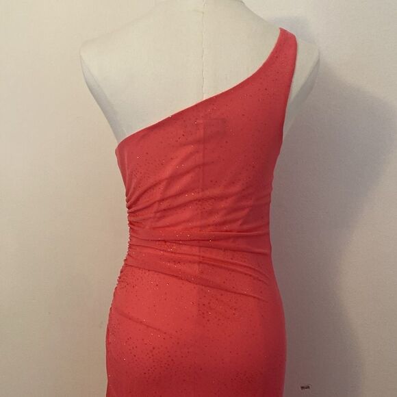 Vintage Late 90's City Triangles Pink One Shoulder Sparkle Maxi Gown Size XS - Picture 7 of 12